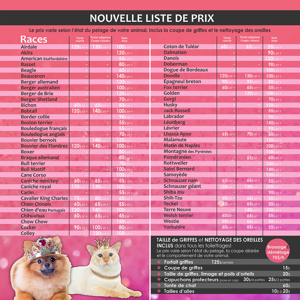 Prix Beaute Royale Toilettage